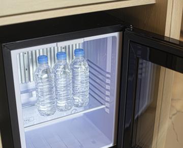 water bottles in mini fridge