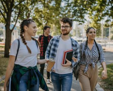 students walking on campus